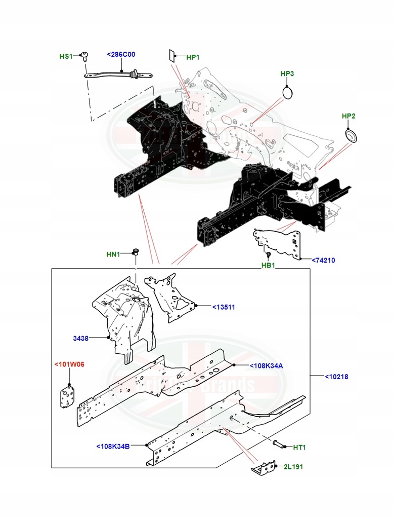 фото №3, Левый кронштейн лонжерон land rover velar l560 lr091614 gx73106b27ab