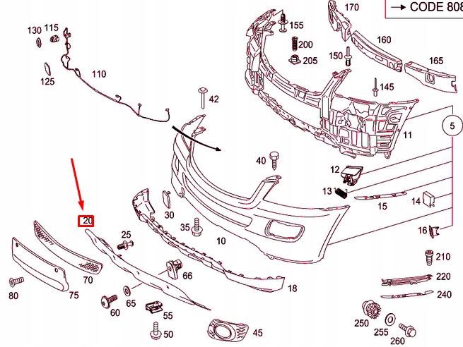 Купить Mercedes-benz ml w164 защита нижняя бампера передний средняя a1648850022
