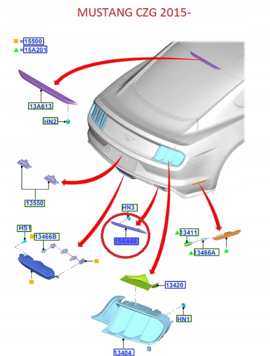 фото №6, Отражатель левый бампера задняя mustang 2017- оригинальный номер 2163008
