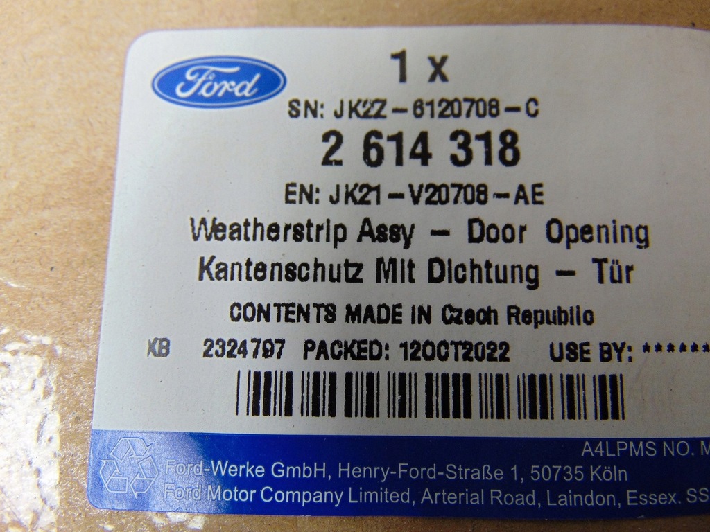 фото №8, Прокладка двері ford transit custom jk21-v20708-ae