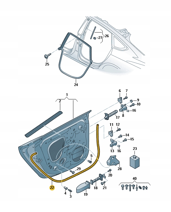 фото №1, Наружная прокладка дверь задняя левая audi a5 b9 aso