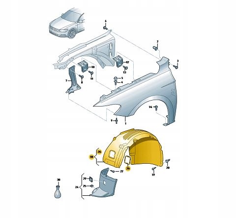 фото №4, Подкрылок с пластик левый перед vw passat b8 aso