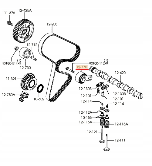 фото №5, Натягувач ремінь розподільного валу mazda 2 1.4d y40112770d