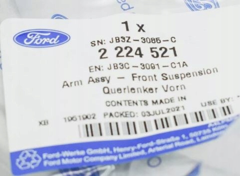 фото №3, Рычаг верхний перед левый ford ranger 2011- jb3c-3091-c1a