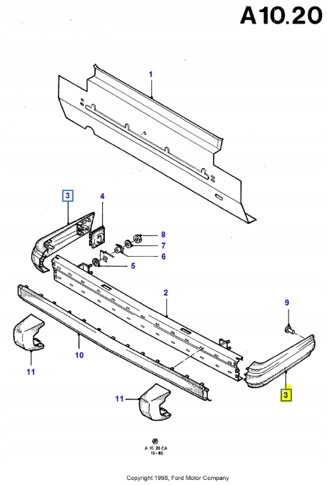 фото №9, Расширитель - бампер - bok правый задняя escort/orion 1981-1986 ca 6080469