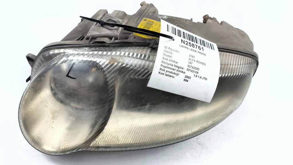 фото №1, Лампа ліва перед eu 0301186201 alfa romeo 147