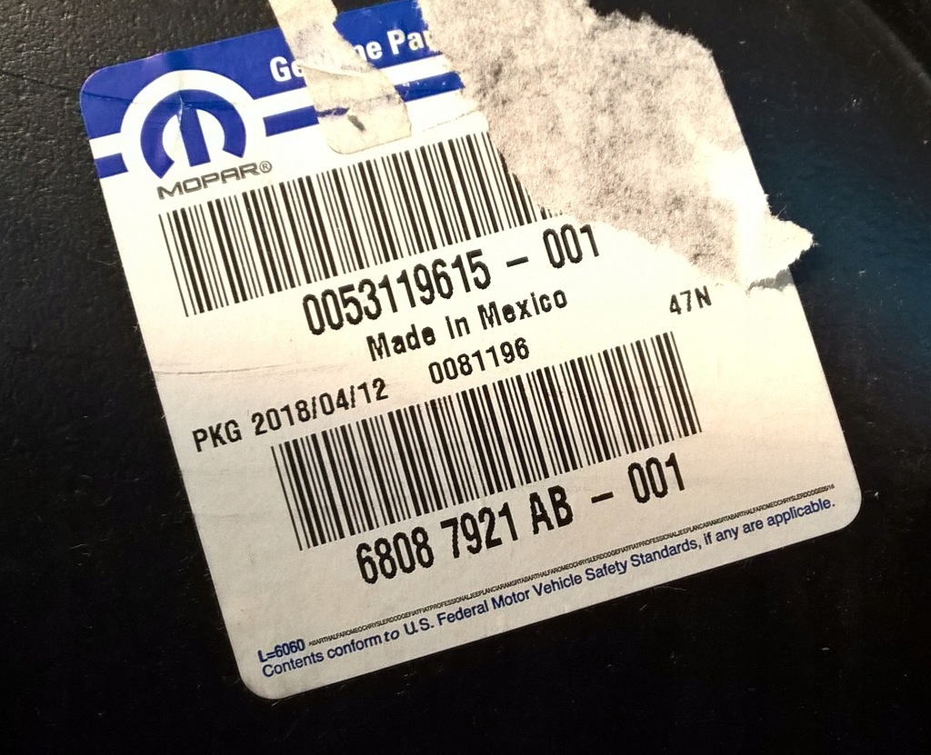 фото №8, Fiat freemont journey підкрилок ліва задня оригінальний номер 68087921ab nowe