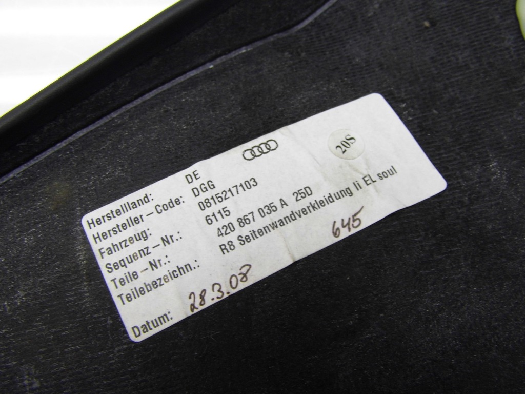 фото №5, Обшивка обивка левая задняя audi r8 420 420867035a