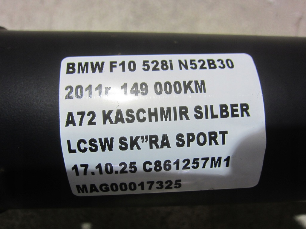 фото №11, Bmw f10 f11 528i n52 n52b30 wał привідний 26107563126 7563126 оригінал bmw