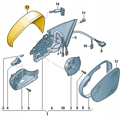 фото №1, Корпус зеркало правая наружный. volkswagen passat b7
