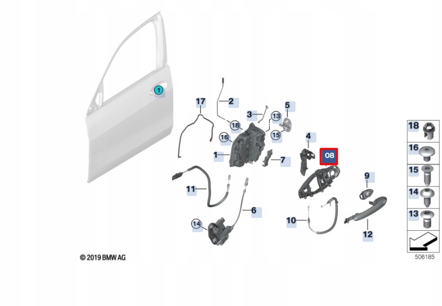 фото №1, Bmw x6 g06 передня частина left door handle frame 51219881775