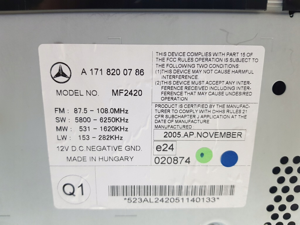 фото №4, Mercedes slk r171 w171 радіо програвач cd a1718200786