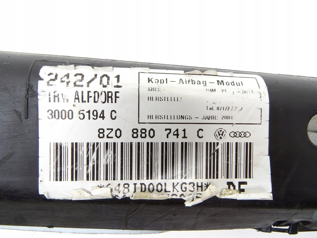 фото №8, Шторка безпеки подушка подушка безпеки ліва audi a2 8z0880741c