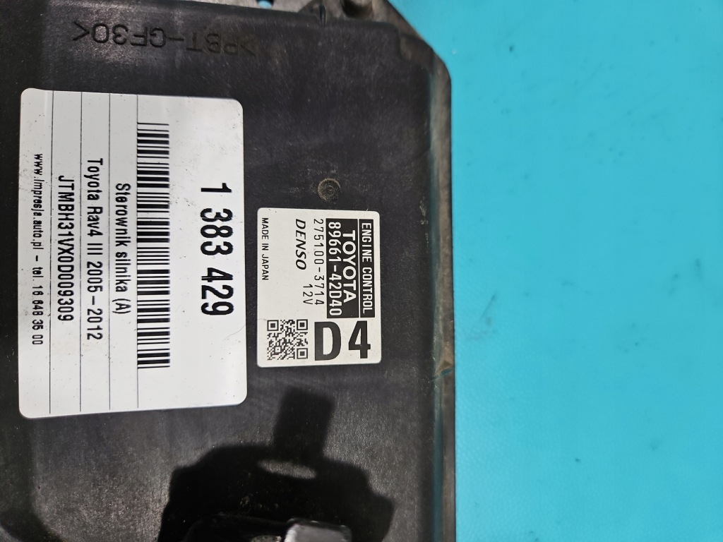 фото №6, Бортовий комп'ютер блок керування двигуна 89661-42d40 toyota rav4 iii 2.0 vvti