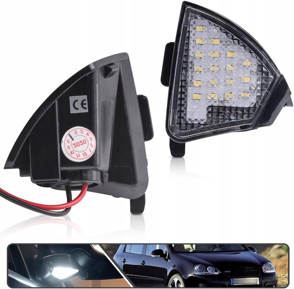 фото №10, Освещение led зеркал vw golf5 6 passat b5 b6 jetta eos sharan golf plus