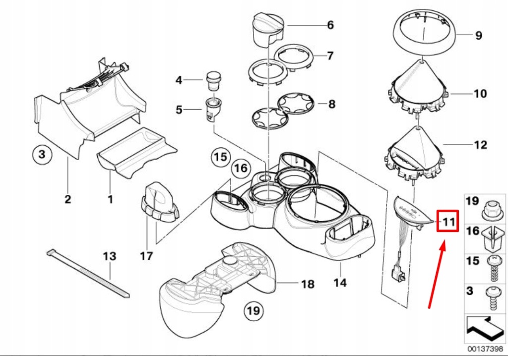 фото №5, Mini cabrio r52 індикатор перемикання передач 62146922440 оригінальний