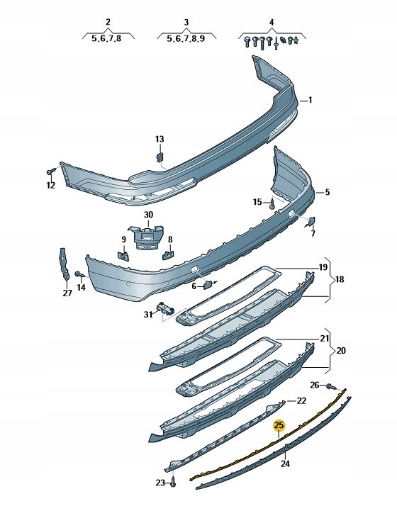 фото №1, Молдинг декоративна бампера заднього audi q7 sline aso