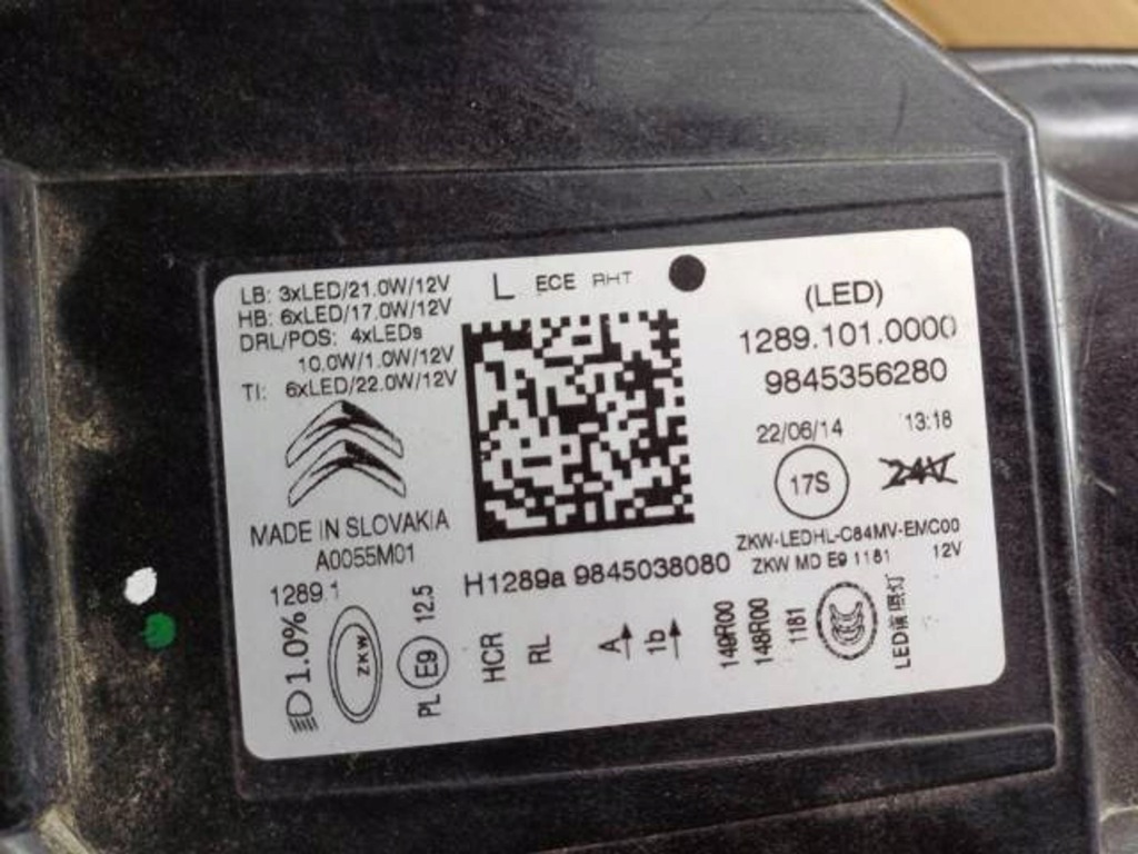 фото №10, M27 citroen c5 aircross lift full led лампа левая 9845356280