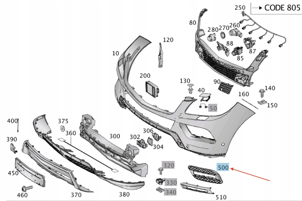 Купить Mercedes-benz ml w166 amg защита бампера передний правого a1668854022