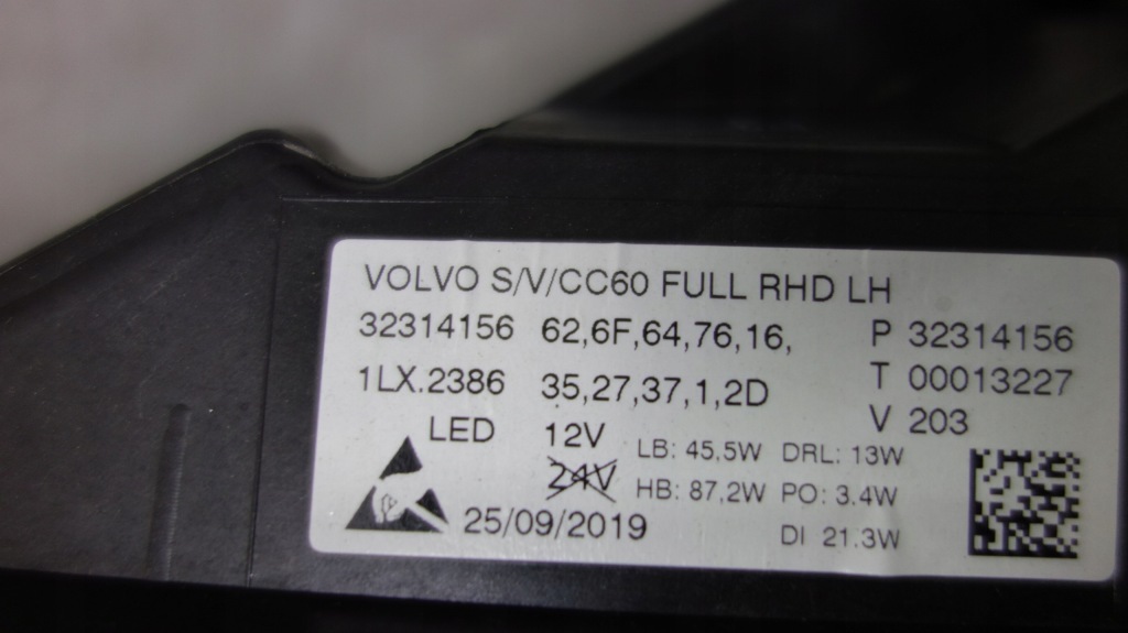 Volvo s60 v60 фара ліхтарі  перед led uk 32314156 57 Доставка