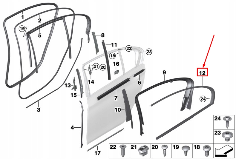 фото №1, Bmw 7 g11 rear left door window frame cover 51357437859