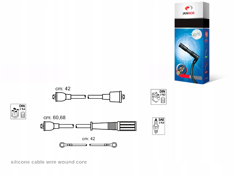 фото №1, Дроти запалювання wysokiego напруги fiat 126p st std kpl janmor