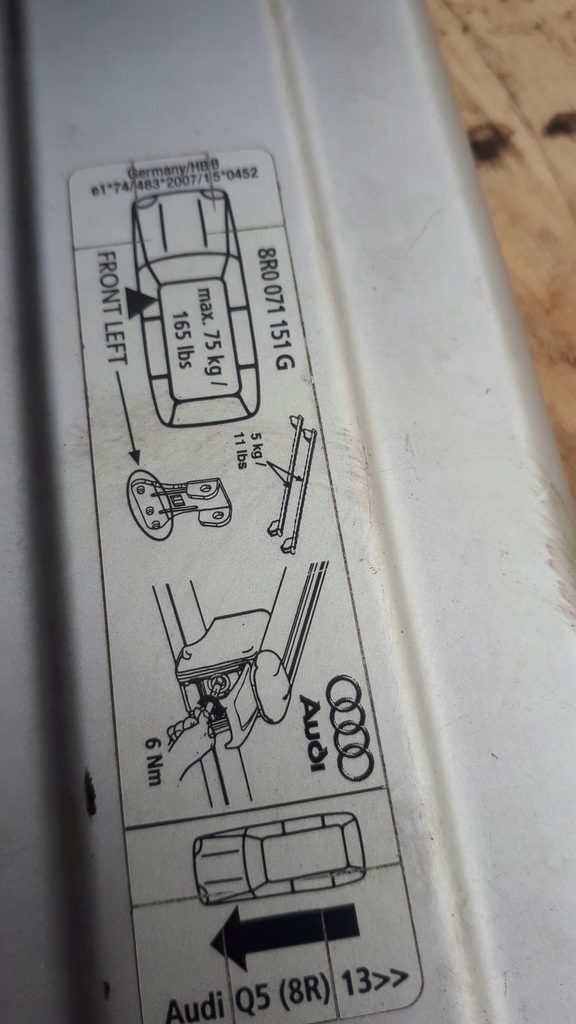 фото №8, Audi q5 8r0 рейлинги кровельные рейлинг правый левый kpl