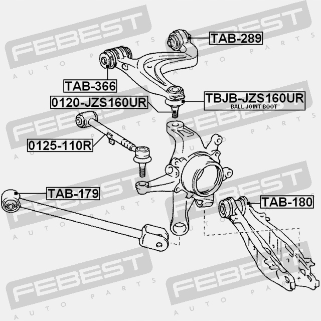фото №9, Втулка важеля поздовжній задня febest tab-179