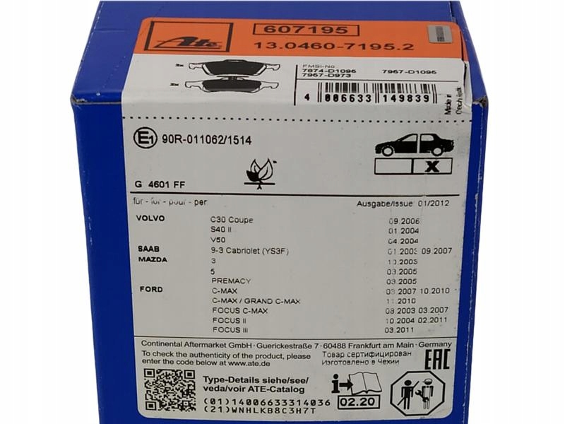 фото №10, Ate гальмівні диски + гальмівні колодки перед + задня ford focus 2 300mm