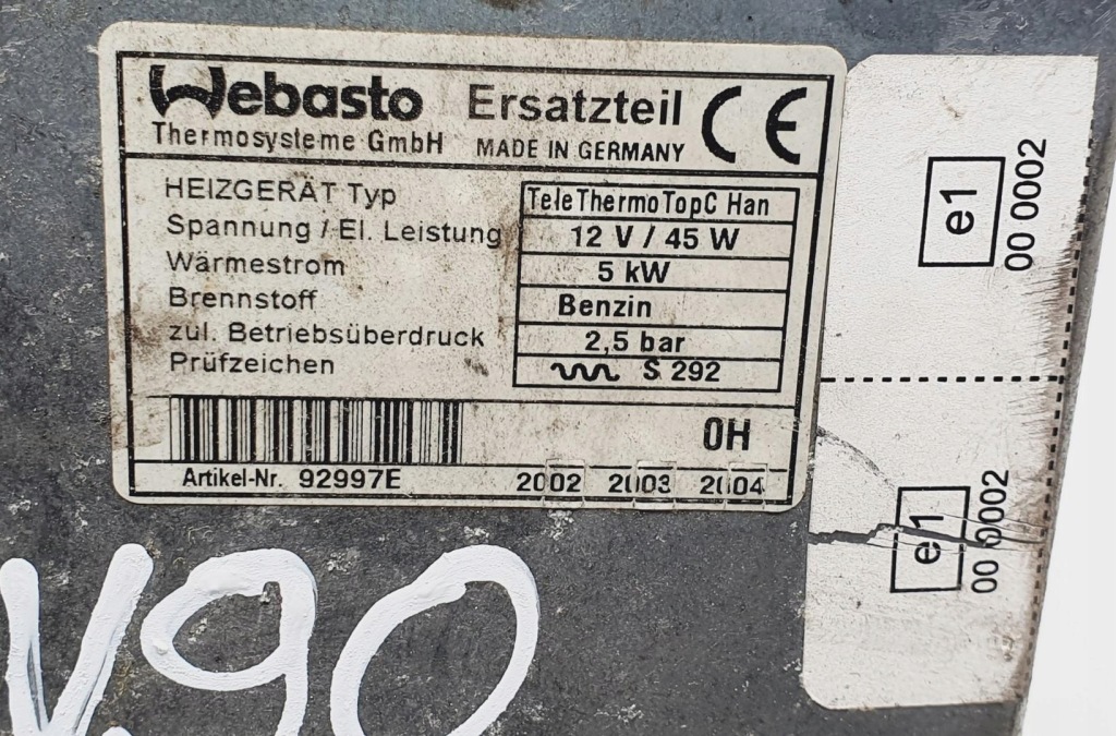 фото №7, Webasto додатковий обігрівач volvo v90 i 3.0 r6 бензин