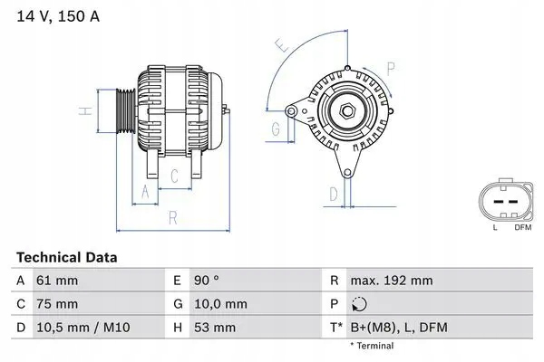 Генератор 150a 986 045 251 bosch bmw 3 e46 Доставка