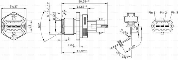 Bosch датчик давления на szynie cr датчик давления топливной  fiat Недорого