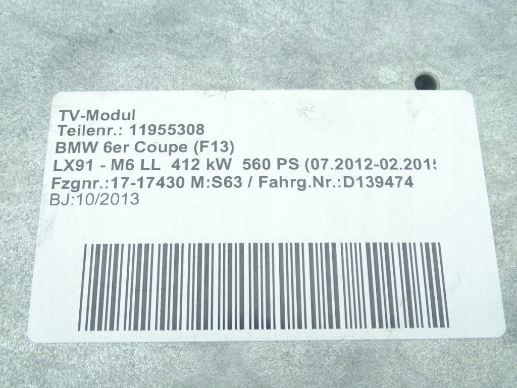 Bmw 6 m6 f13 купе 10-18 модуль блок управления tv 9340359 65.50-9340359 Недорого