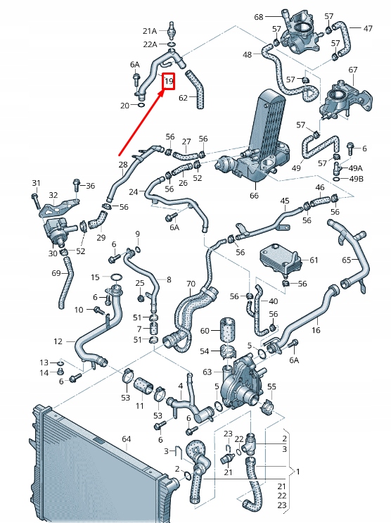 фото №1, Audi q7 4l двигатель охлаждающая жидкость труба 057121131b