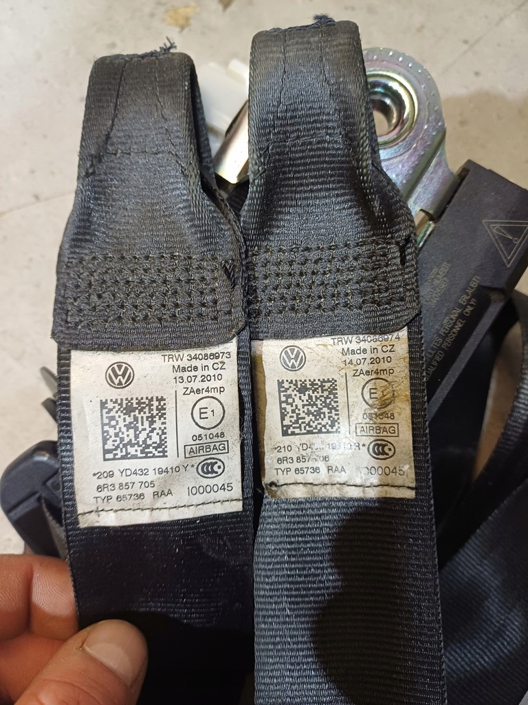 фото №5, Ремни безопасности левый-правый vw polo v 6r 3d nr. 6r3857705-6r3857706