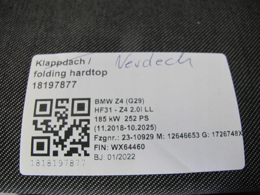 фото №6, Крыша bmw z4 g29 оригинал