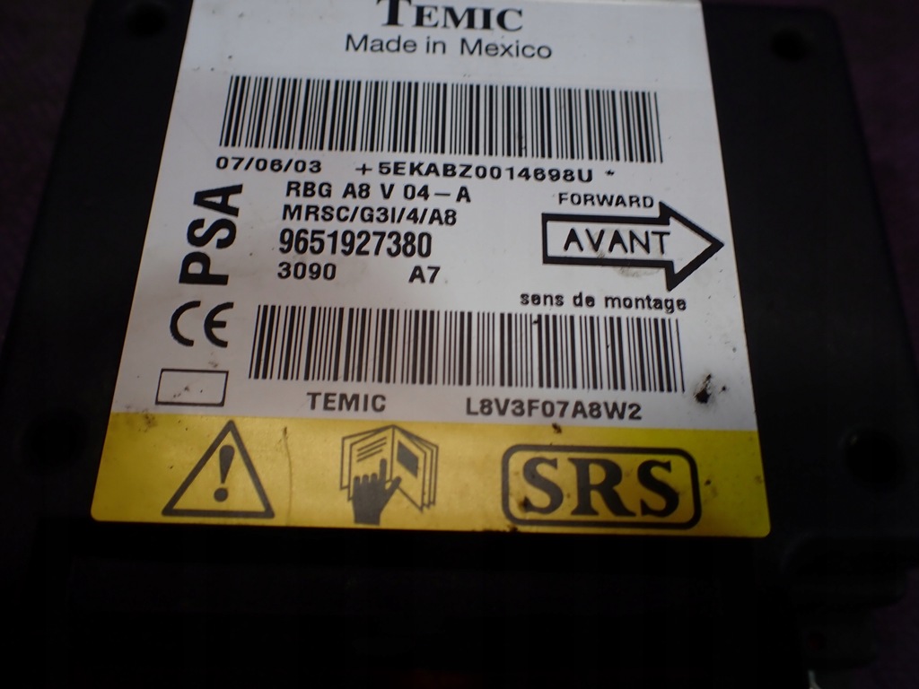 фото №4, Citroen c3 i блок управления srs модуль подушка безопасности 9651927380