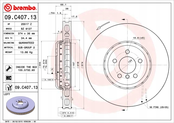фото №3, Тормозные диски тормозные колодки перед brembo bmw 5