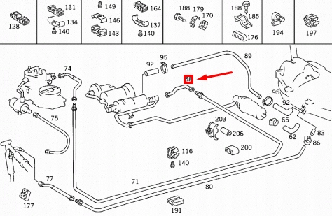 Mercedes-benz e w124 патрубок паливний a1244700575 оригінальний Зі Шроту
