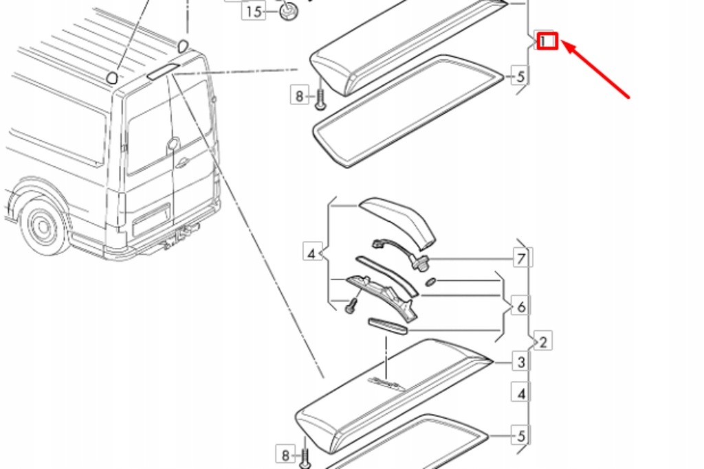 фото №10, Vw crafter sz mk2 задні додаткові світло гальмування nowe оригінальні 7c0945