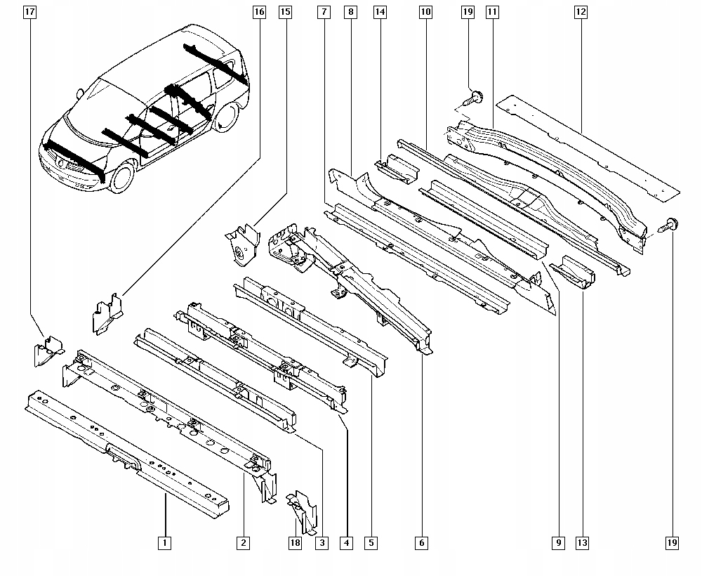 фото №1, Nowa оригинальная поперечина конечная балка задняя renault espace iv 7782022993