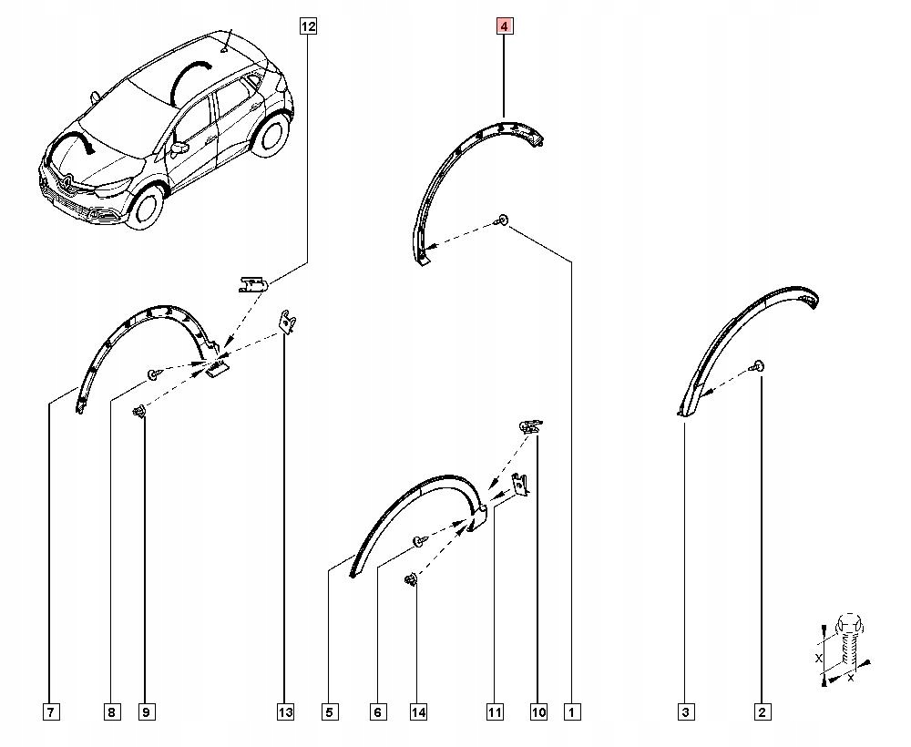 фото №9, Молдинг крыла правый задняя renault captur i lift 788a20643r