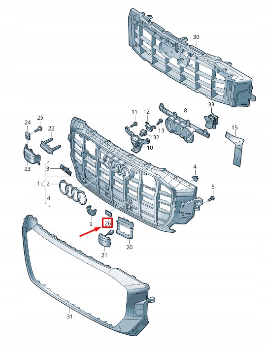 фото №2, Audi q8 4mn left радиатор решётка cover 4m8807967aru6 original
