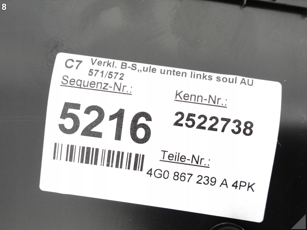 фото №9, Audi a6 s6 c7 4g0 10-18 lift молдинг захист стійка b ліва перед колір 4pk