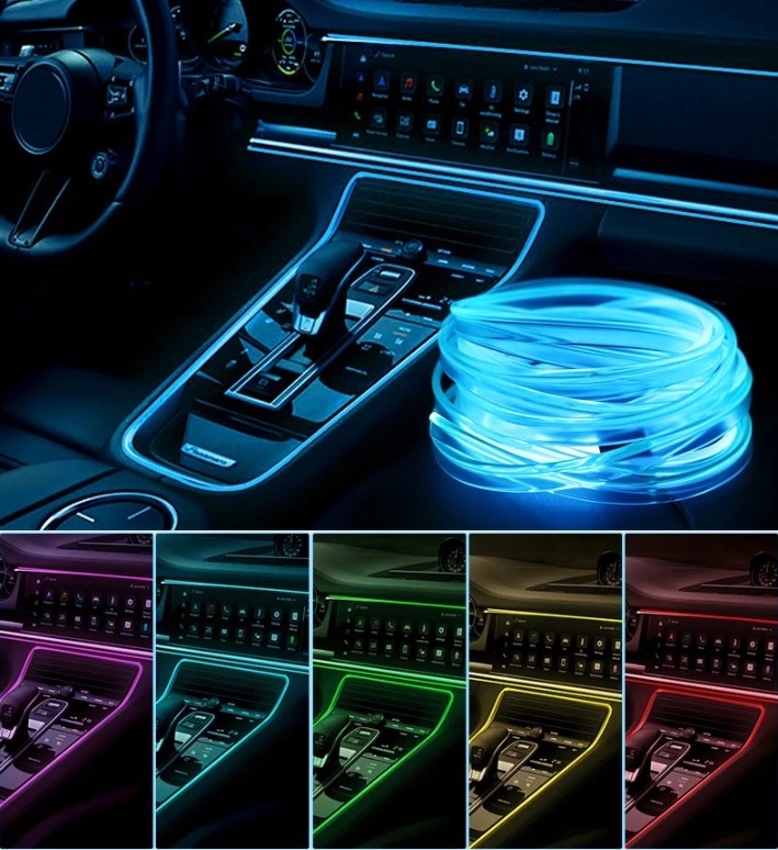 5m світловод  el wire led rgb стрічка ремінь освітлення салону usb 7 кольорів Доставка