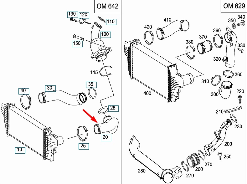 фото №9, Mercedes-benz m-class w164 патрубок інтеркулер a1645281982