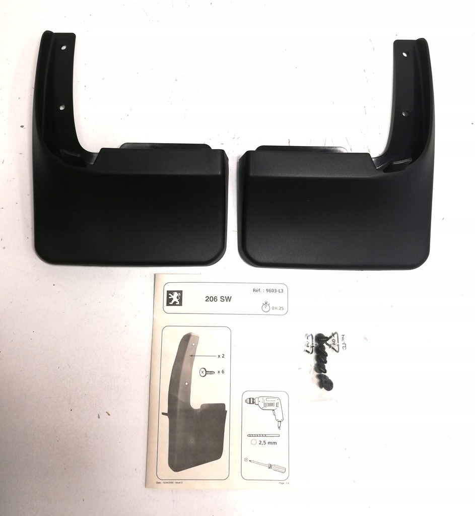 фото №1, Брызговики задняя комплект peugeot 206 sw 9603l3 oe!
