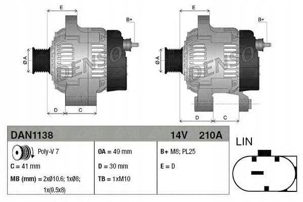 Генератор 14v 210a bmw 5 f10 5 f11 5 gran t Ціна