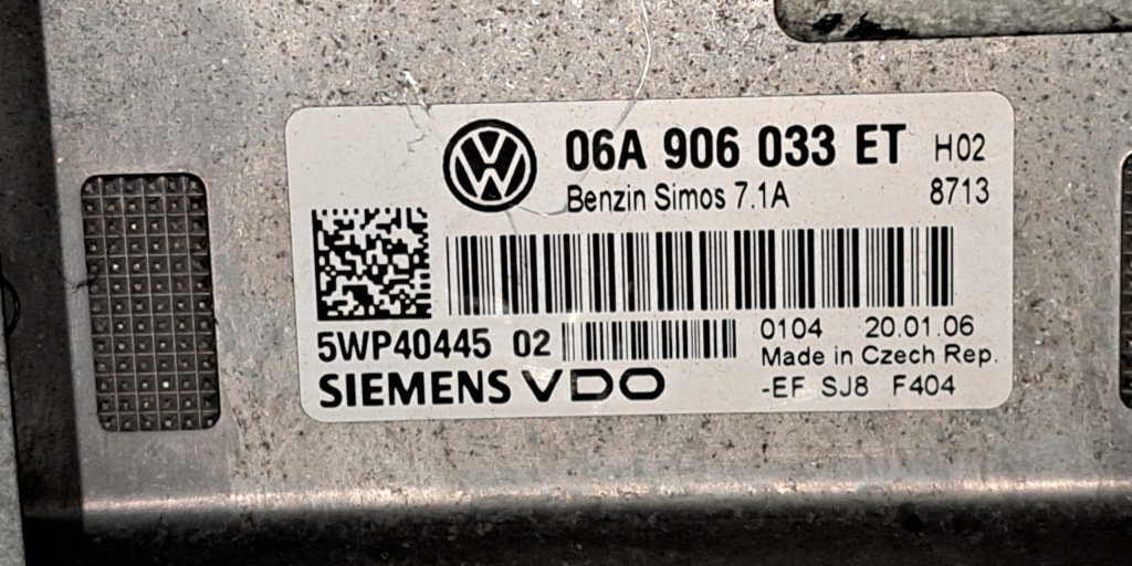 фото №5, Vw touran бортовий комп'ютер блок керування двигуна 06a906033et 5wp40445