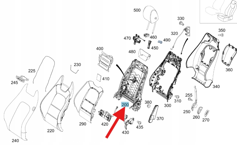 фото №1, Рама спинка mercedes c klasa coupe w205